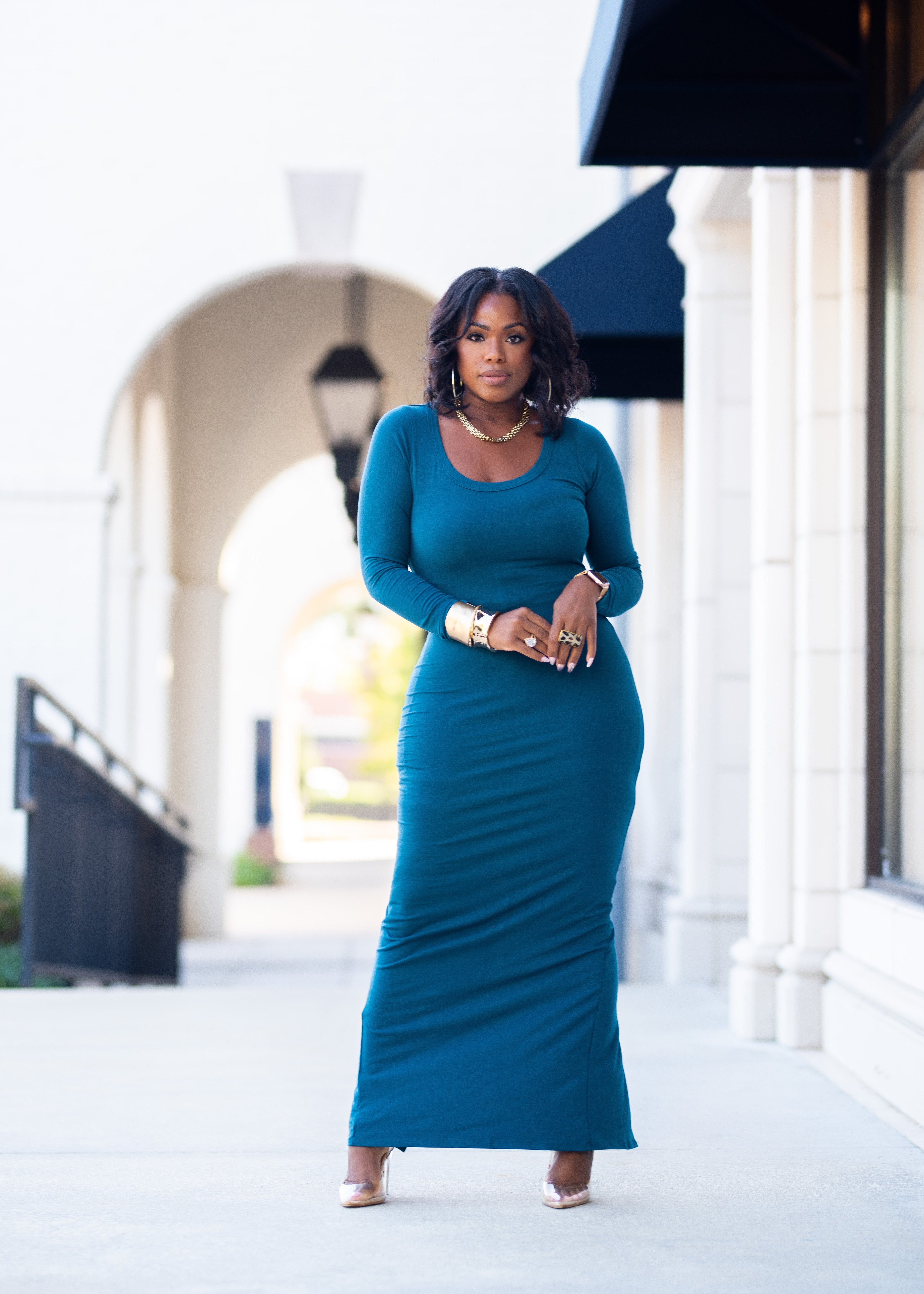 Kara | Fitted Maxi Dress {Teal}