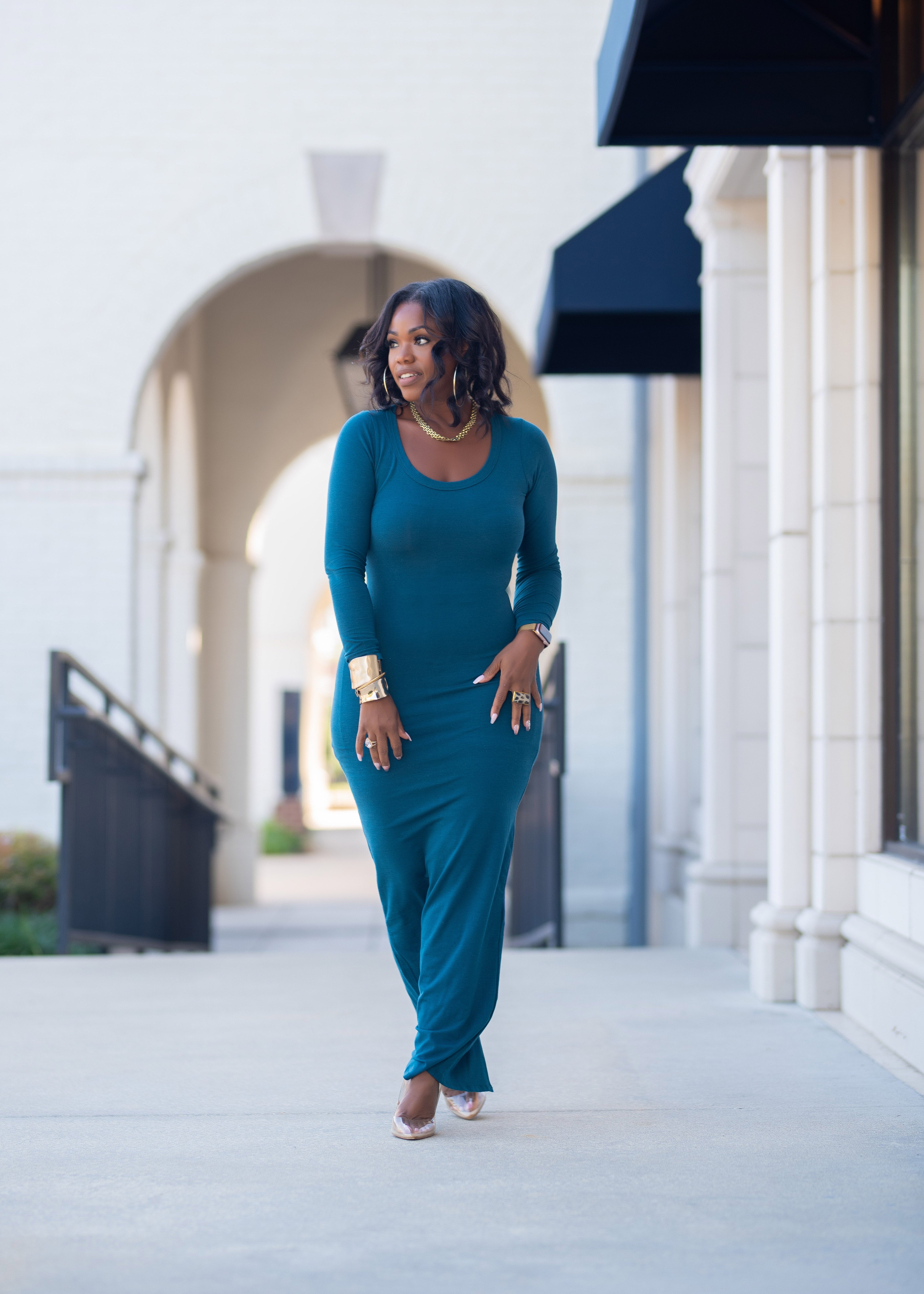 Kara | Fitted Maxi Dress {Teal}