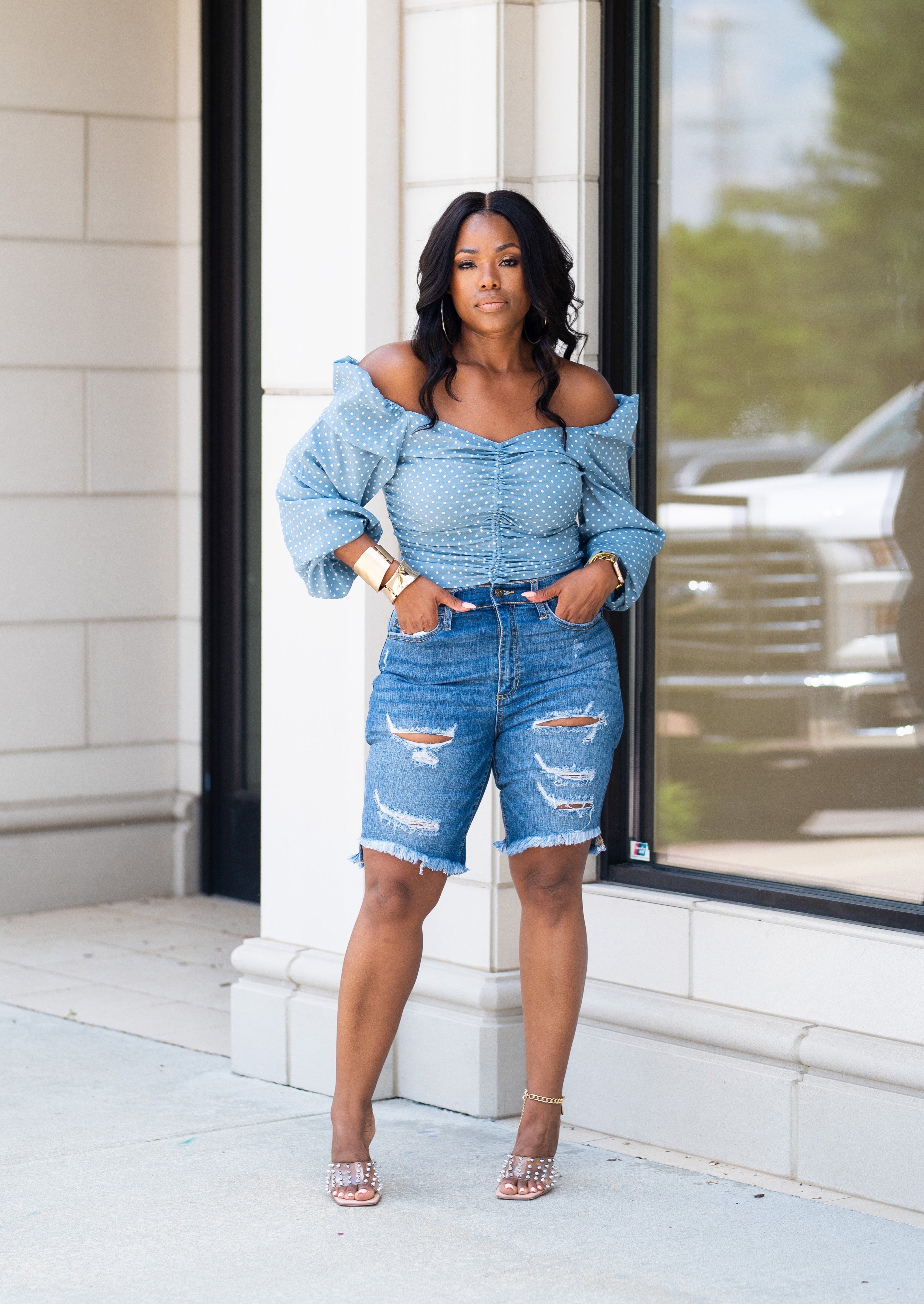 Dis-STRESSED | Denim Shorts {Medium Wash} PLEASE READ DESCRIPTION