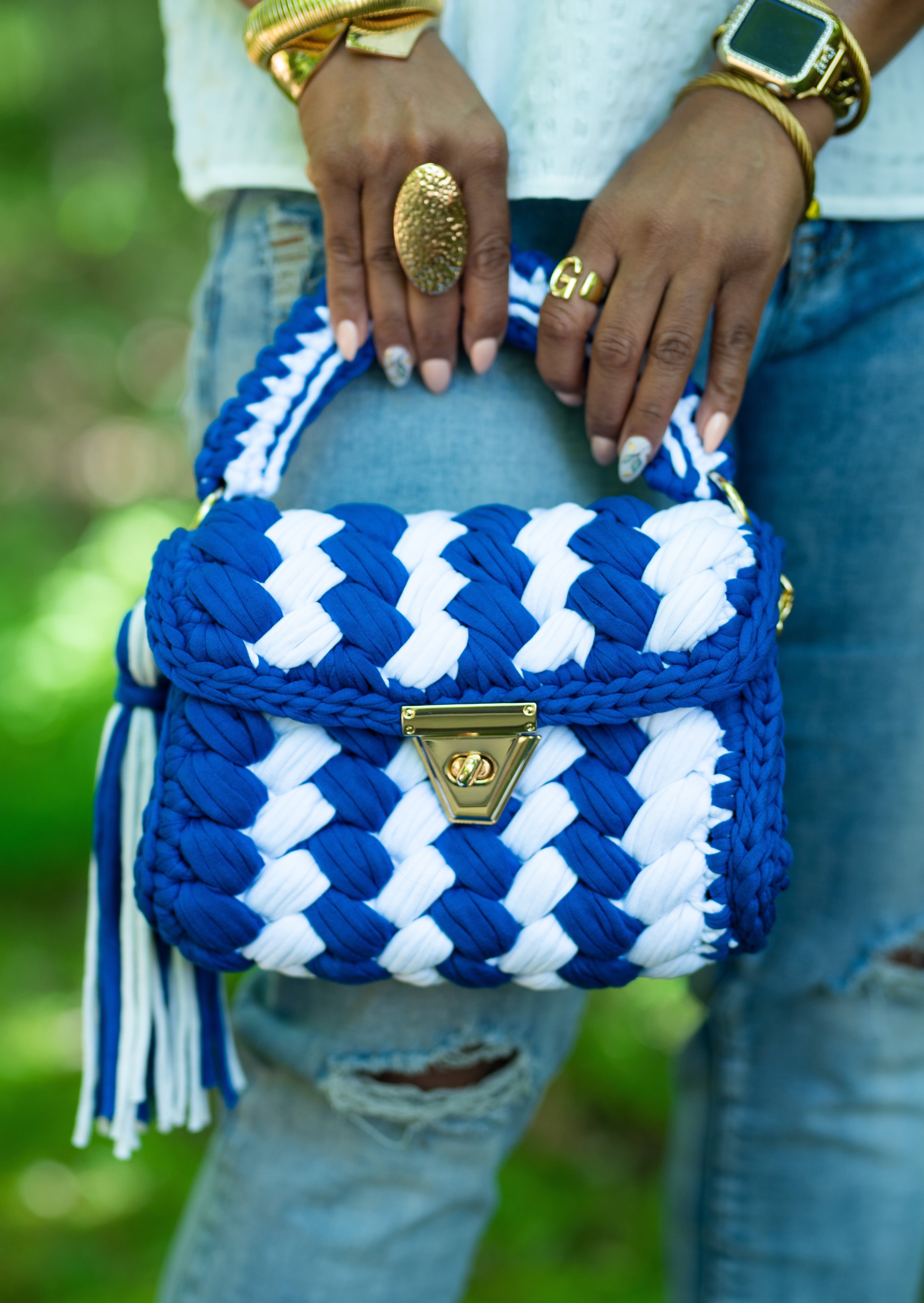 The Dove | Woven Purse {Blue + White} PLEASE READ DESCRIPTION